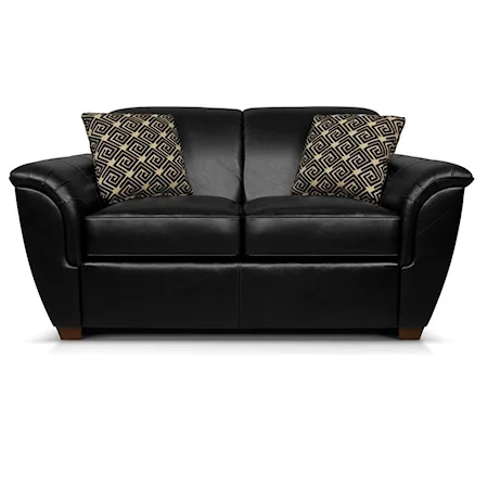 Leather-Match Loveseat with Exposed Wood Legs